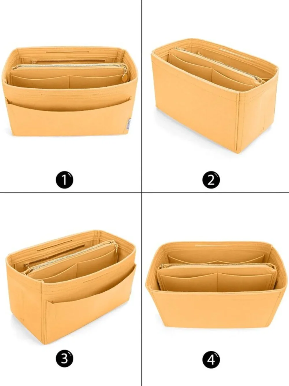 Felt Purse Organizer Insert | Tote Bag Shaper with 5 Sizes & Zipper Pouch